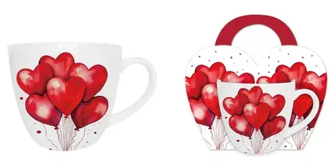 Hrnčeky, šálky, podšálky DUO - Hrnček porcelánový 460ml BALLOONS 1, srdcia