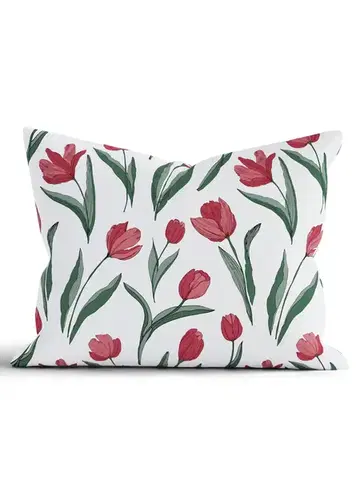 Dekoračné obliečky MKLozkoviny.sk Bavlnená obliečka na vankúš Renforcé 70 × 90 cm – Tulipány-  -
