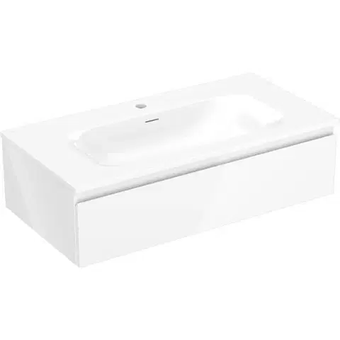 Kúpeľňový nábytok MEXEN/S - Orio kúpeľňová skrinka 90 cm s umývadlom Vela, 1 šuplík, biela lesk 91A10-09023-1-BF00-W23M00