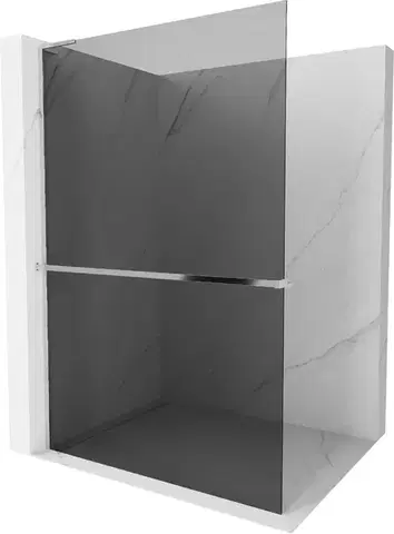 Sprchové dvere MEXEN/S - Kioto+ L Sprchová zástena WALK-IN s poličkou a držiakom uterákov 100 x 200, grafit, chróm 800-100-123-01-40