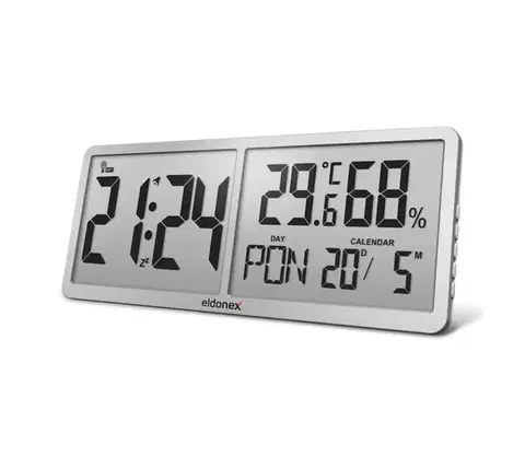 Predlžovacie káble ELDONEX ECL-1110-SL - Digitálne nástenné hodiny TimeCheck 4xAA strieborné ECL-1110-SL