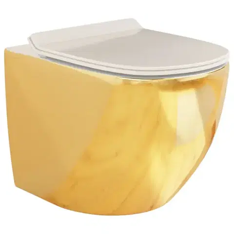 Sanitárna keramika Závesná WC misa Alice II Slim gold/white so sedadlom