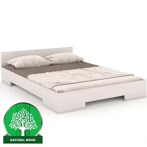 Dvojlôžkové postele Posteľ drevené  buk Skandica Spectrum Nízka 160x200 Biely