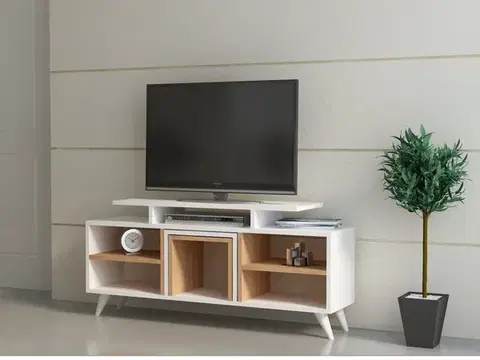 Obývacie steny TV skrinka / Obývacia stena Kutay - White, Teak