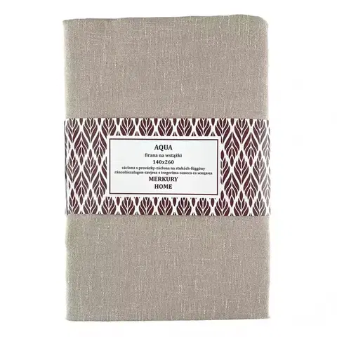 Záclony do obývačky Záclona na šnurovanie AQUA polyester béžová 140x260 Merkury Home