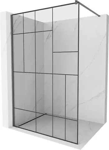 Sprchové dvere MEXEN/S - Kyoto Sprchová zástena WALK-IN 70 x 200, čierny vzor 8 mm, grafit metal 800-070-101-95-78