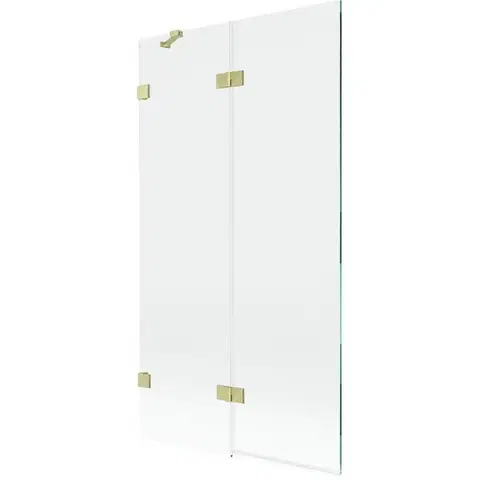 Sprchové dvere MEXEN/S - Lunar vaňová zástena 2-krídlová ľavá 100 x 150, transparent, zlatá kartáčovaná 897-100-100-55-00-L
