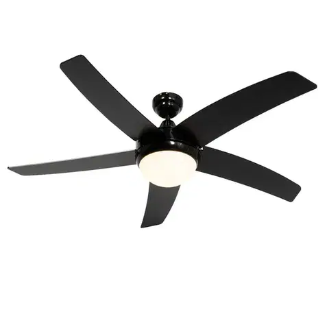 Stropné ventilátory Inteligentný stropný ventilátor čierny s drevenou potlačou 132 cm vrátane LED stmievateľného s diaľkovým ovládaním - Cool