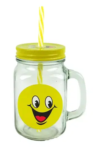 Poháre MAKRO - Pohár s viečkom a slamkou úsmev, 500ml