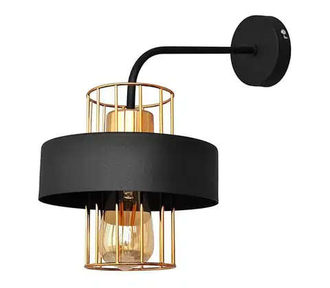 Svietidlá  Nástenná lampa VOLTA 1xE27/15W/230V 34 cm čierna/zlatá K-1377/1 BK+BR