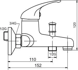 Kúpeľňové batérie NOVASERVIS - Vaňová batéria 100 mm Metalia 55 chróm 55024,0