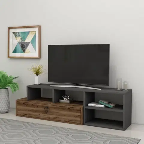 TV stolíky TV stolík Duru - Light Walnut, Anthracite