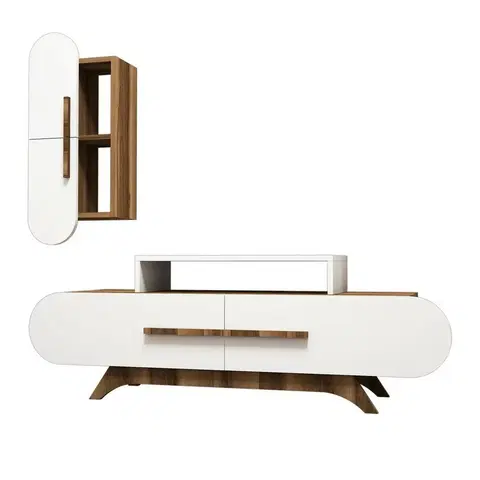 Konferenčné stolíky Televízny stolík so skrinkou Rose Walnut and White