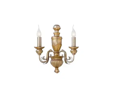 Svietidlá Ideal Lux - Nástenná lampa FIRENZE 2xE14/40W/230V zlatá 020846