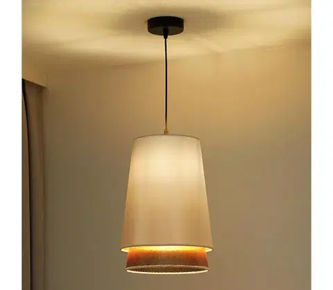 Svietidlá  - Luster na lanku BELL SHINY 1xE27/15W/230V pr. 25 cm biela/medená 603249