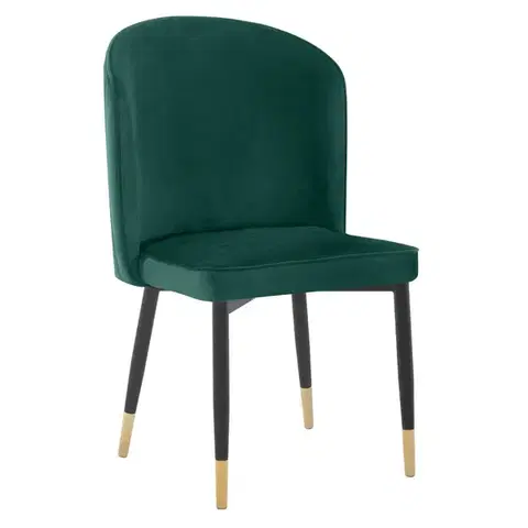 Jedálenské stoličky KONDELA Udaja jedálenská stolička zelená (Velvet) / čierna / zlatá
