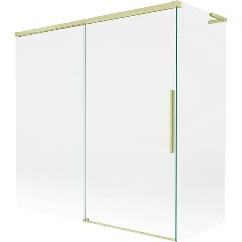 Sprchové dvere MEXEN/S - Rox L vaňová zástena 2-krídlová posuvná 160 + 80 x 150, transparent, zlatá kartáčovaná 8C9L-160-080-55-00