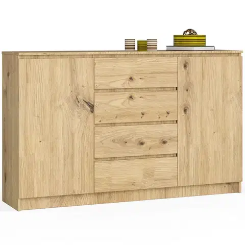 Komody a skrinky Široká a vysoká komoda SOPHIA160, dub Artisan