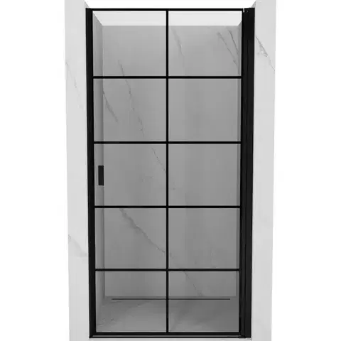 Sprchovacie kúty MEXEN - MIST dverná časť (1d) 100x200 cm 6mm čierna, dekor, pravé 8A2-100-000-70-77-P