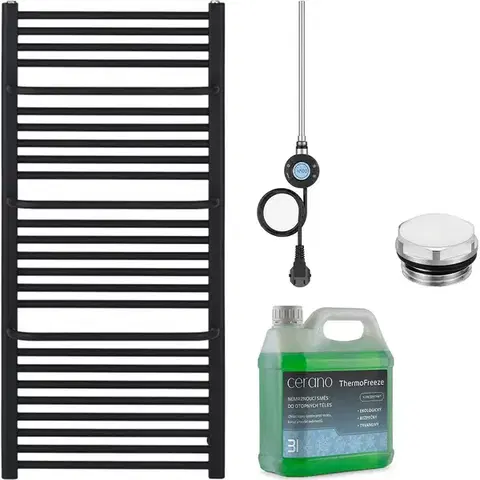 Doplnky do kúpeľne CERANO - Kúpeľňový elektrický radiátorový set Antonio - WIFI - 600W - čierna matná - 1180x550 mm CER-978822