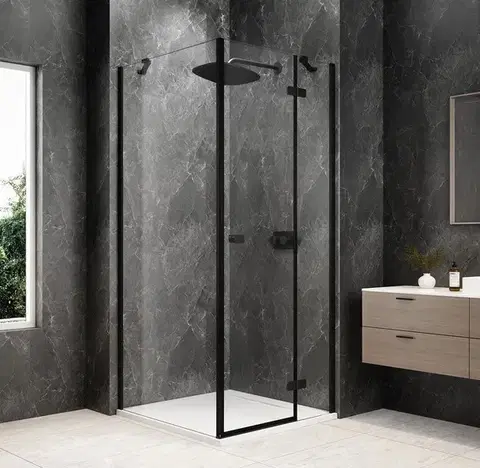 Sprchové dvere POLYSAN - GLOBE BLACK štvorcová sprchová zástena 1000x1000, číre sklo, pravé GB1010-3415RB