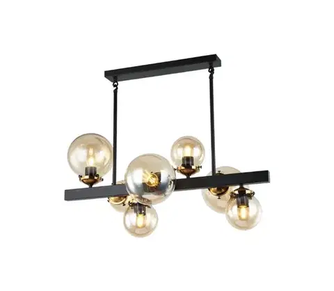 Svietidlá  106004 - Luster na tyči HYPERION 7xE27/7W/230V čierna/béžová 106004