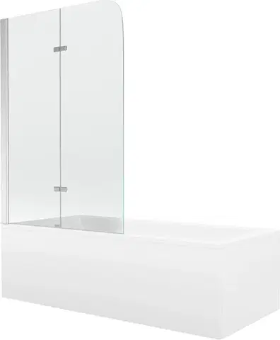 Sprchové dvere MEXEN/S - Cubik obdĺžniková vaňa 170 x 70 cm s panelom + vaňová zástena 80, transparent, chróm 550317070X9008020100