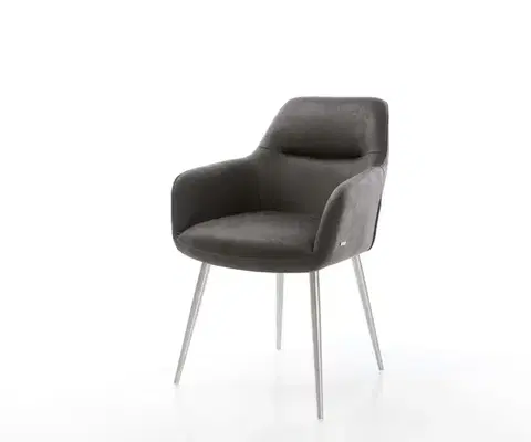 Jedálenské stoličky DELIFE Jedálenská stolička Pejo-Flex mikrovlákno antracitová vintage 4-nohá zúžená nerezová oceľ vrecková pružina