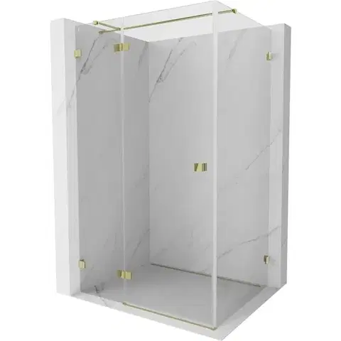 Sprchovacie kúty MEXEN/S - Lunar T sprchovací kút dvere krídlové ľavá 135 x 120, transparent, zlato 834T-135-120-50-00-L