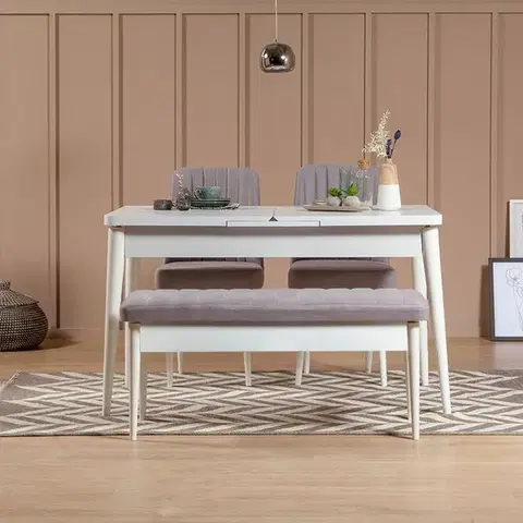 Jedálenské sety Jedálenský set s rozkladacím stolom a stoličkami (4 kusy) Vina 0701 - Soho, White