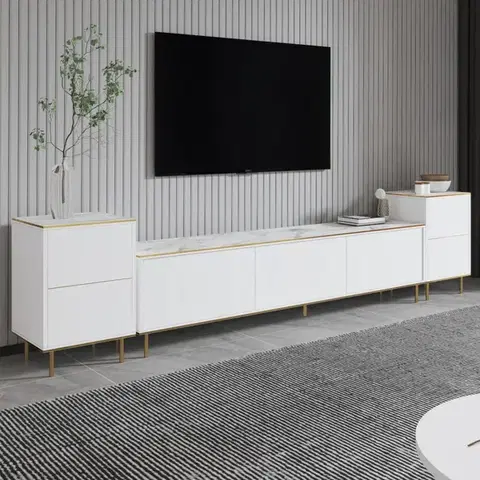 Obývacie steny TV skrinka / Obývacia stena Imaj - Marble, White