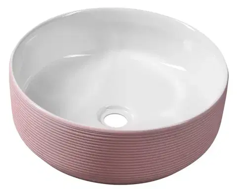 Umývadlá SAPHO - ARDEA keramické umývadlo na dosku, priemer 41cm, biela/ružová AR041