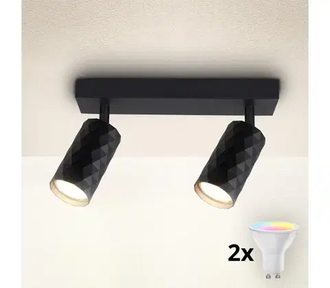 Svietidlá BRILAGI - LED RGBW stmievateľné bodové svietidlo SELE DIAMANT 2xGU10/4,8W/230V čierna BG2853+2xAI2382