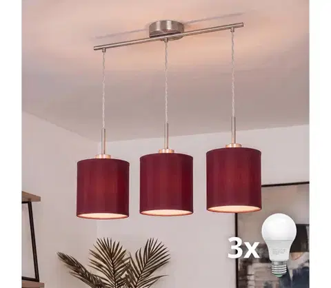 Svietidlá BRILAGI - LED luster na lanku NUBILA 3xE27/60W/230V pompejská červená EG32521+3xBG1579