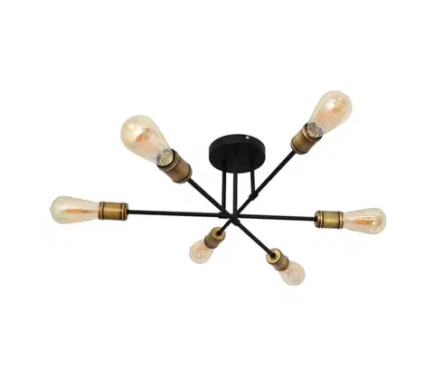 Svietidlá  Prisadený luster CAMBRIDGE 6xE27/20W/230V čierna/zlatá W-2022/6 BK+AB/H