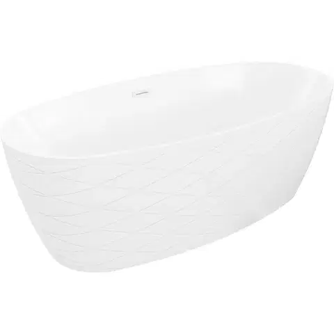 Vane MEXEN/S - Olea voľne stojaca vaňa vzor 170 x 80, biela, sifón a prepad biela 52821708000-20
