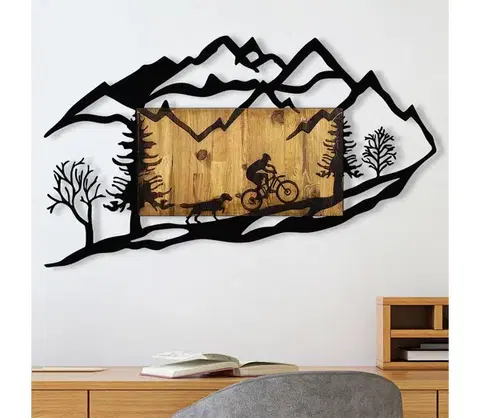 Obrazy  Nástenná dekorácia 110x65 cm jazda na bicykli drevo/kov 899SKL2176