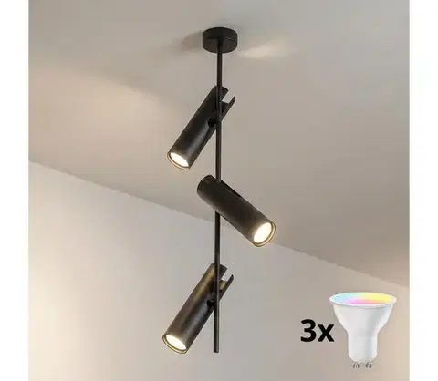 Svietidlá BRILAGI - LED RGBW Stmievateľný luster na tyči BRANCH 3xGU10/6,5W/230V čierna BG5259+3xAI0589