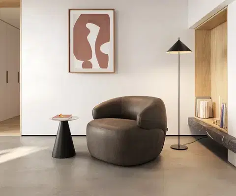 Lounge kreslá DELIFE Lounge kreslo Nova 88x88 cm mikrovlákno taupe vintage