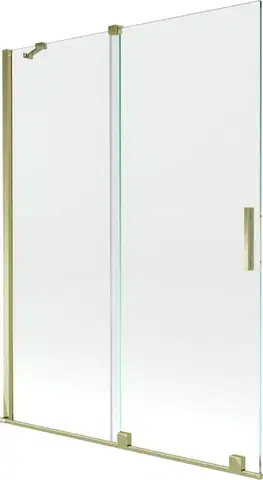 Sprchové dvere MEXEN/S - Velar Dvojkrídlová posuvná vaňová zástena 130 x 150, transparent, zlatá 896-130-000-01-50
