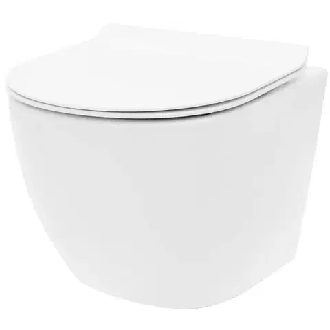 Záchody REA - Závesná WC misa vrátane sedátka Carlo Mini Tornado Rimless Slim N REA-C1259
