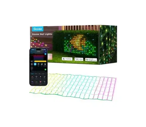 LED osvetlenie Govee - LED RGBIC Vonkajšia svetelná sieť 143x85cm Wi-Fi Matter IP65 H6810341