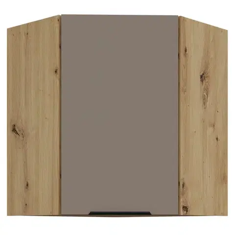 Kuchynské horné skrinky KONDELA Frisbo 60x60 GN-72 1F horná rohová kuchynská skrinka sandgrau / dub artisan