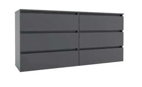 Komody a skrinky LIFE šuplíková komoda 1600, Grafite grey / Grafite grey