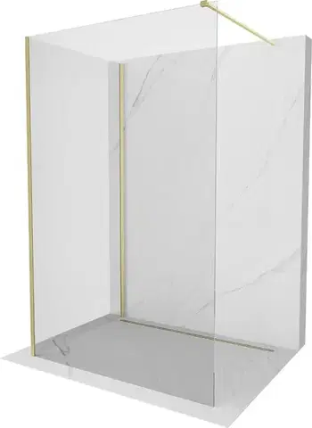 Sprchové dvere MEXEN/S - Kyoto Sprchová zástena WALK-IN 125 x 120, transparent, zlatá kartáčovaná 800-125-212-55-00-120