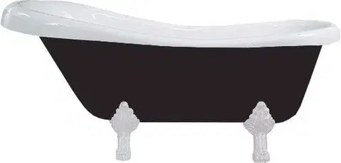 Vane MEXEN/S - Retro voľne stojaca vaňa 150x73 cm biela / čierna biela nohy , zátka sifónu chrom 53251507375-20