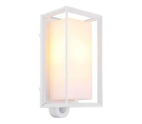 Svietidlá Globo 31982WS - Vonkajšie nás. sviet. so senzorom LOGANA 1xE27/60W/230V IP44 biela 31982WS