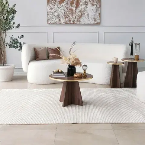 Konferenčné stolíky Konferenčný stolík Mushroom - Gold, Walnut v2