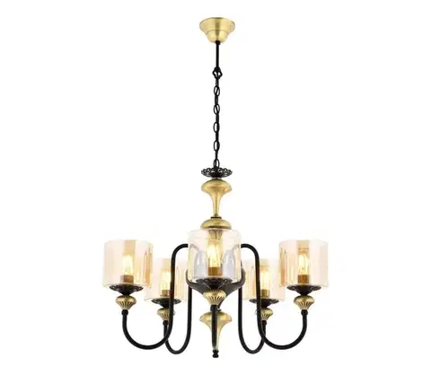 Svietidlá  Luster na reťazi BUSAN 5xE27/40W/230V zlatý 301AUR1127