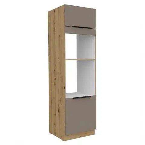 Kuchynské dolné skrinky KONDELA Frisbo 60 DPM-210 2F skrinka na vstavanú rúru a mikrovlnú rúru sandgrau / dub artisan